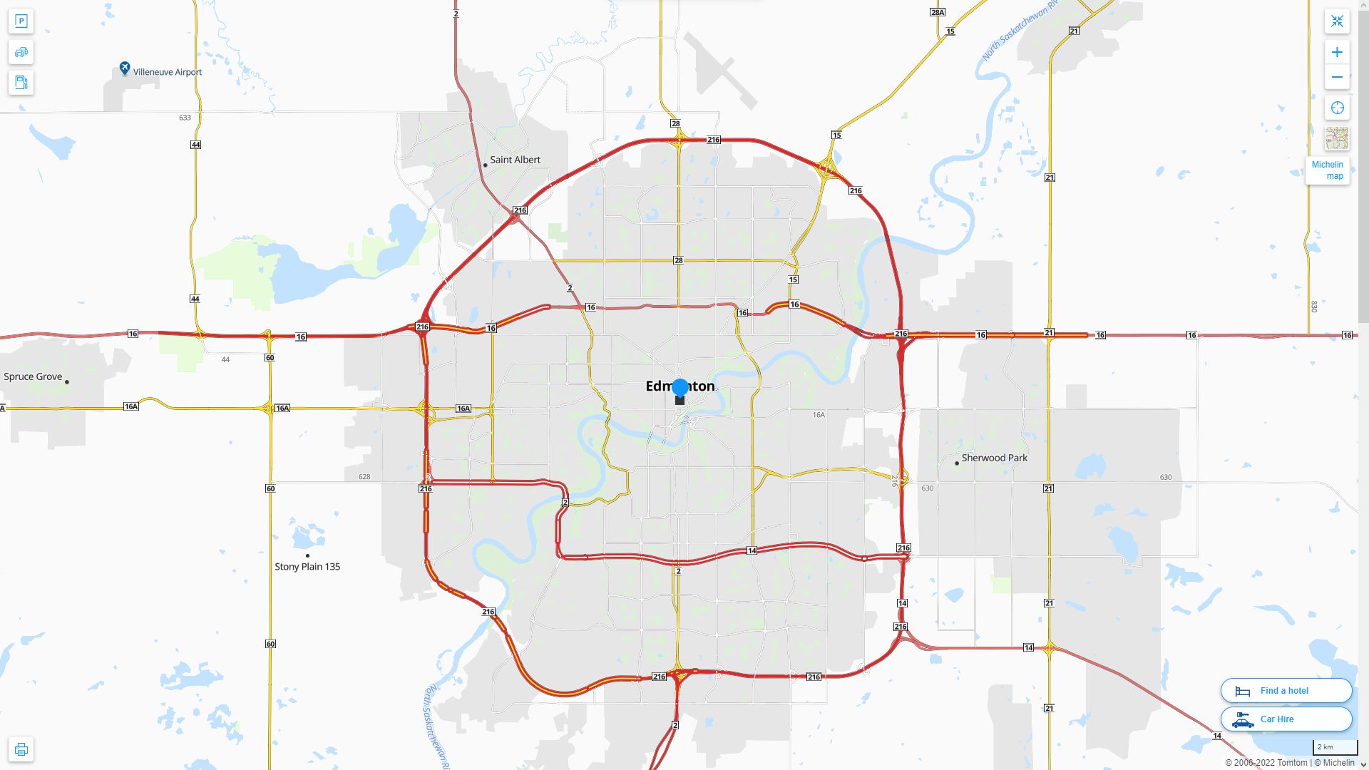 Edmonton Highway and Road Map